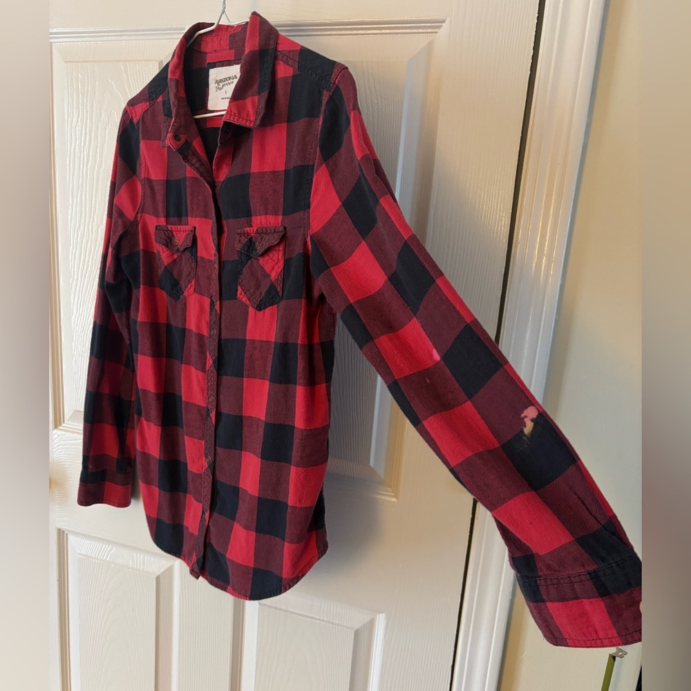 Arizona small red + black checkered Snaps-up, comfortable shirt, jacket fun